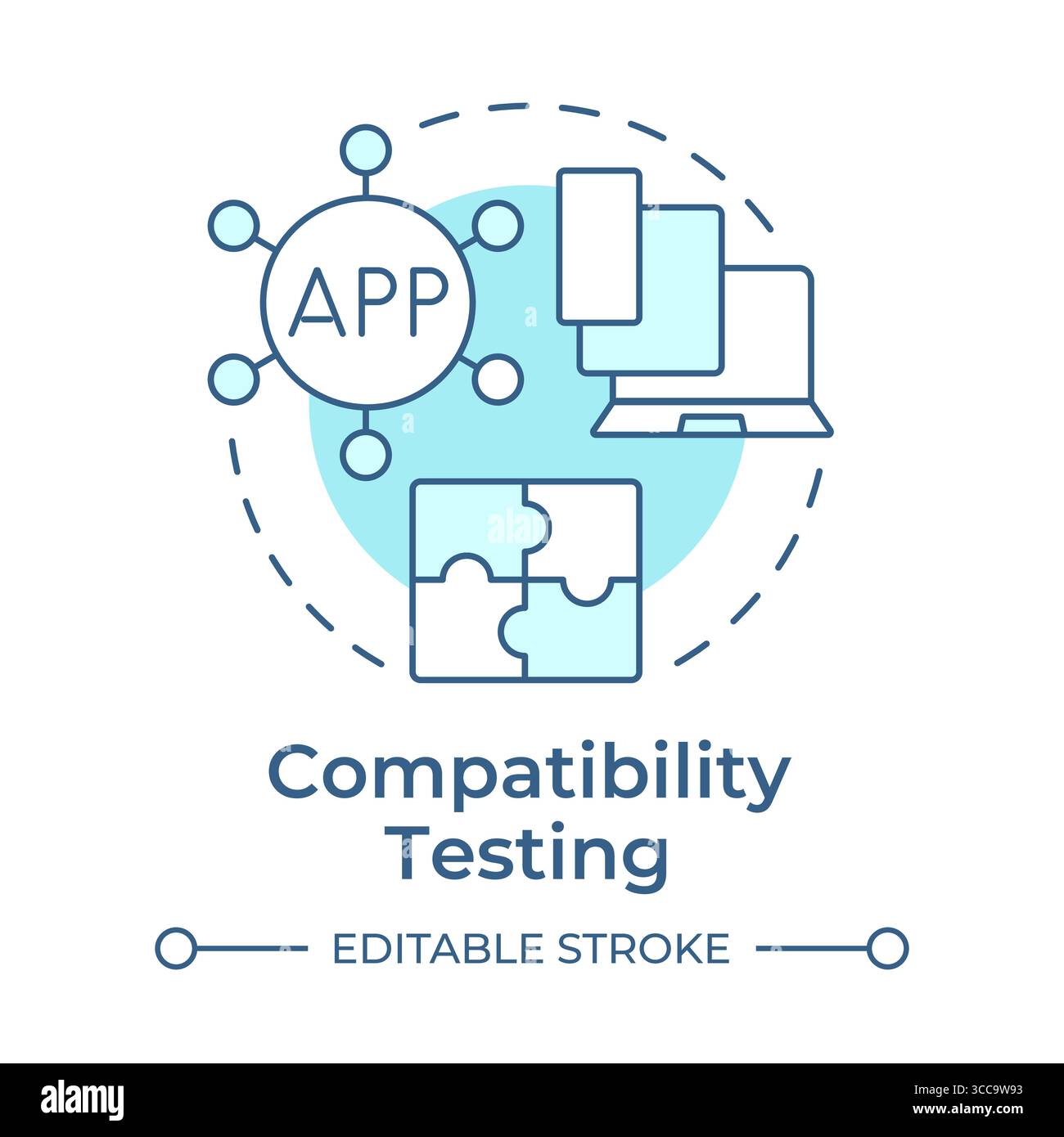 Compatibility testing soft blue concept icon Stock Vector