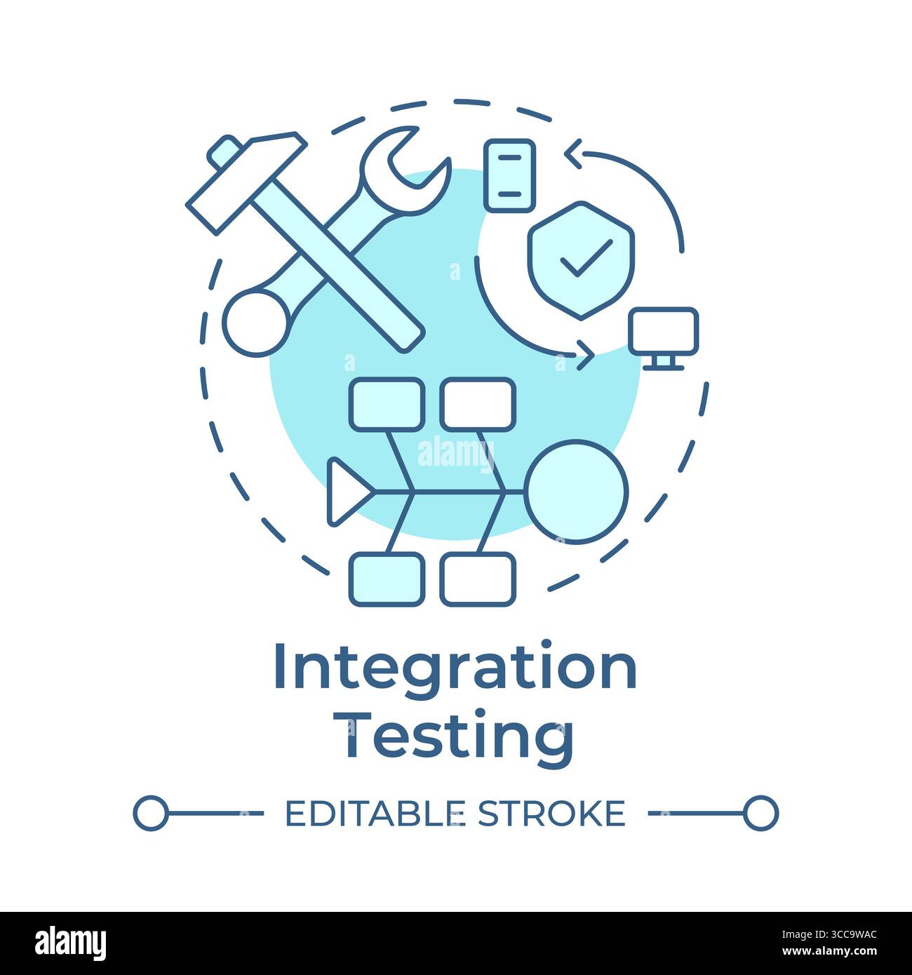 Integration testing soft blue concept icon Stock Vector