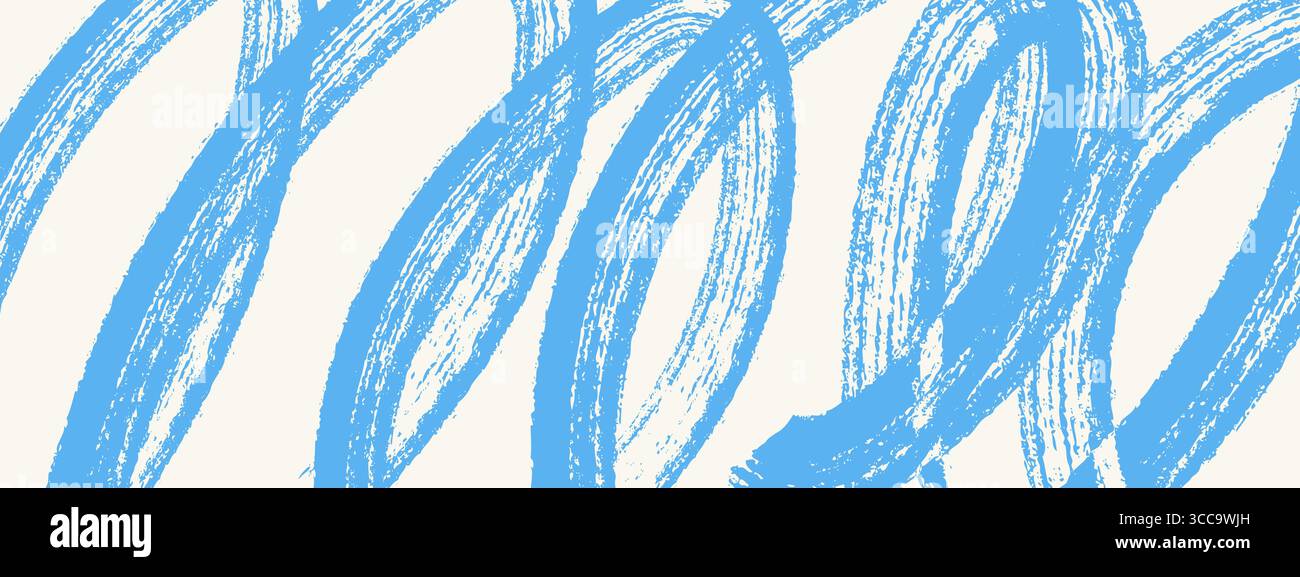 Rough grainy swirl brush strokes. Hand drawn curves with distressed, spray texture. Retro abstract vector bg Stock Vector
