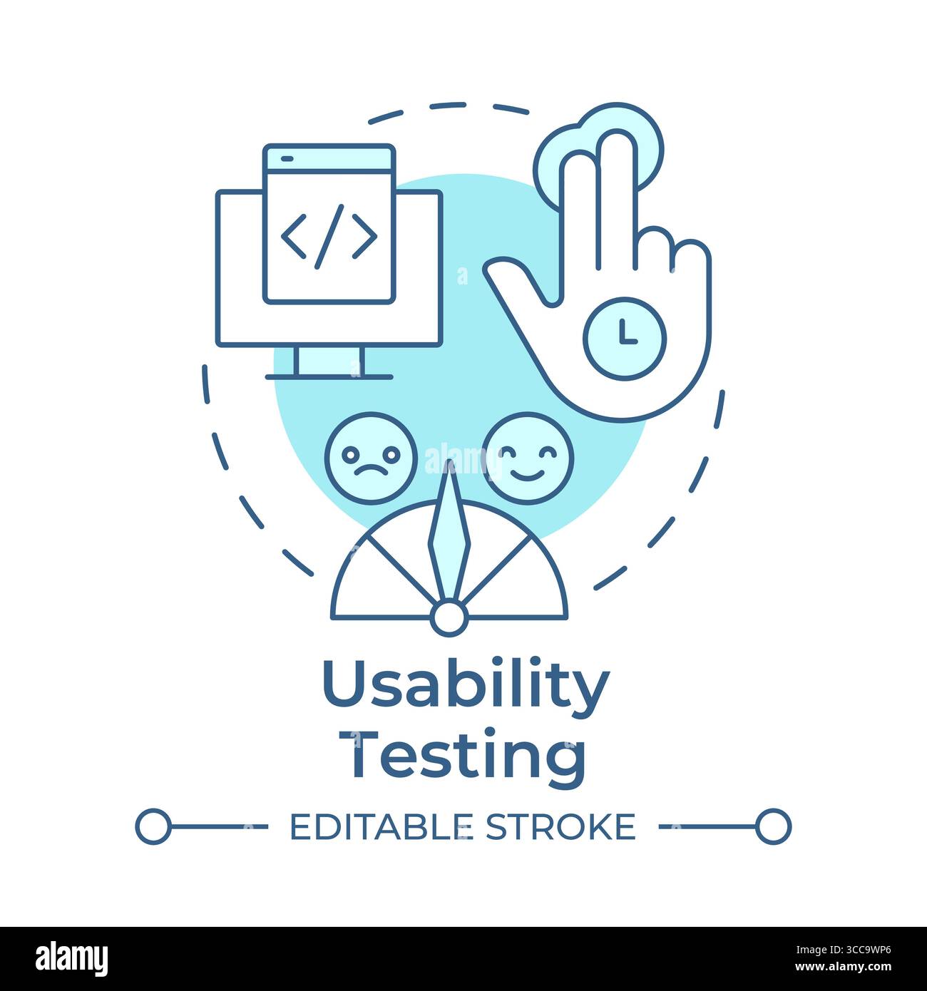 Usability testing soft blue concept icon Stock Vector
