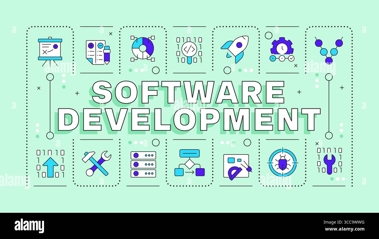Software development green word concept Stock Vector