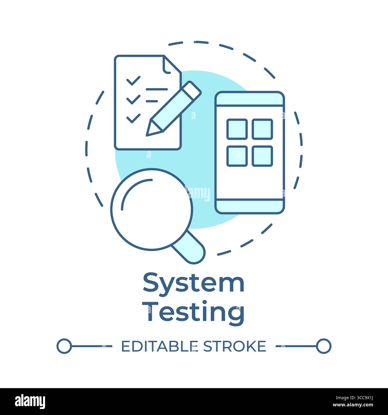 System testing soft blue concept icon Stock Vector