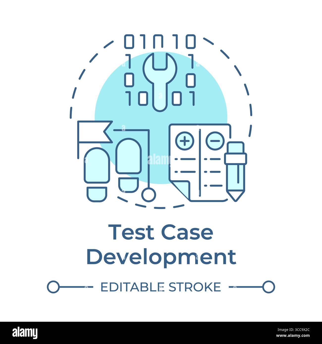 Test case development soft blue concept icon Stock Vector