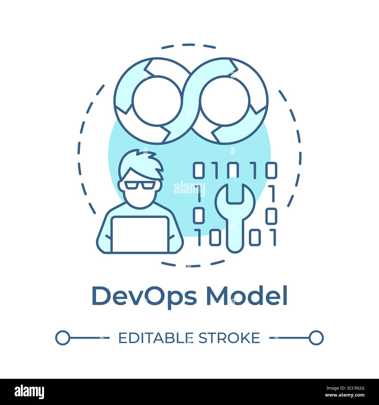DevOps model soft blue concept icon Stock Vector