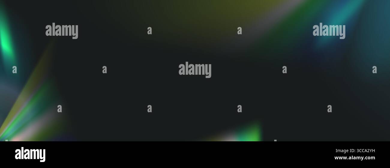 Rainbow light beams background. Iridescent effect on dark backdrop overlay. Vector illustration. Stock Vector