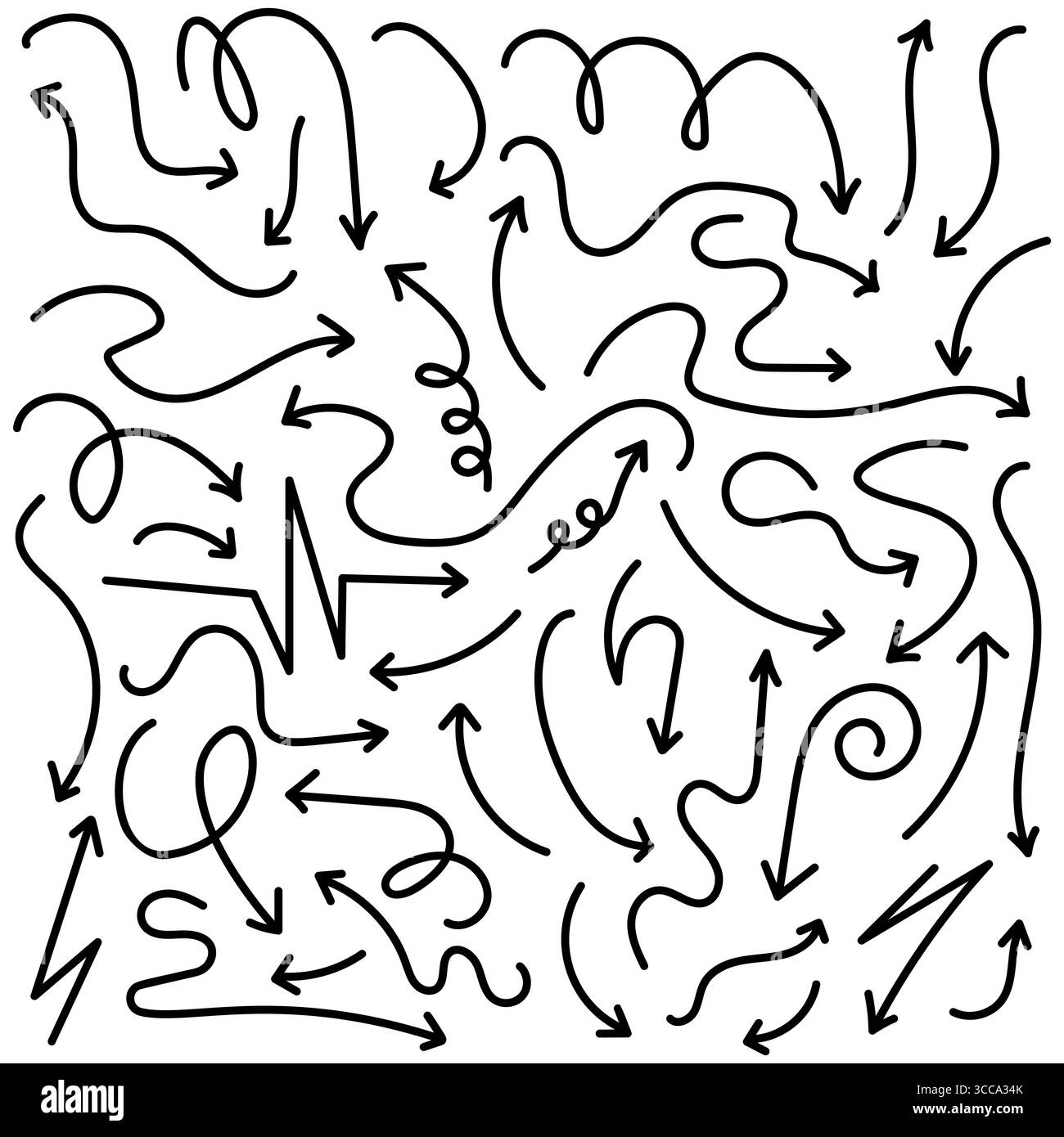 Black hand drawn doodle arrows set isolated on white background vector ...