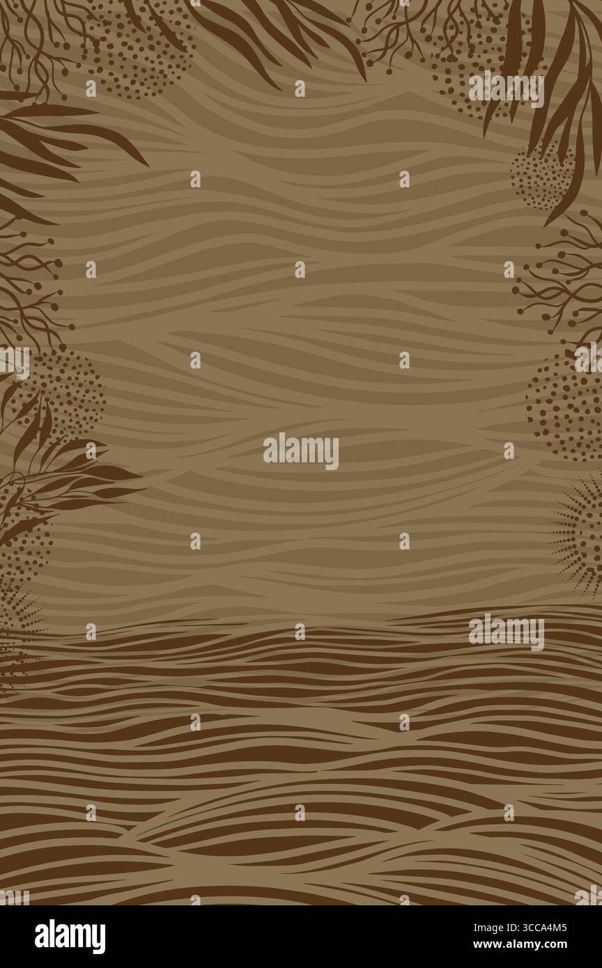 Brown abstract frame background. hand drawing. Not AI, Vector illustration. Stock Vector