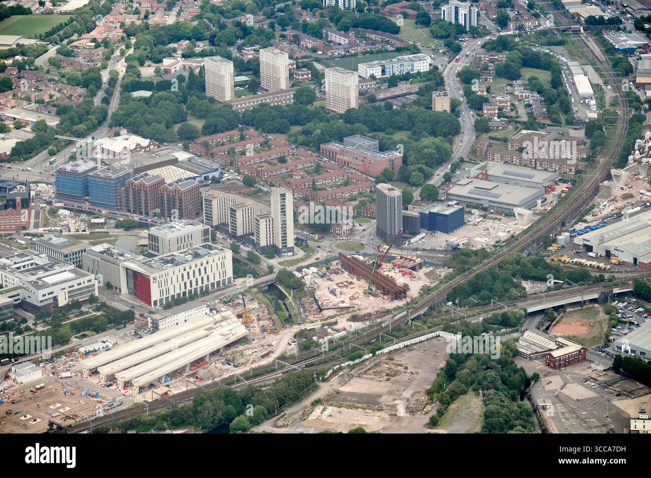 An aerial view of HS2 works in Birmingham city centre, West Midlands ...
