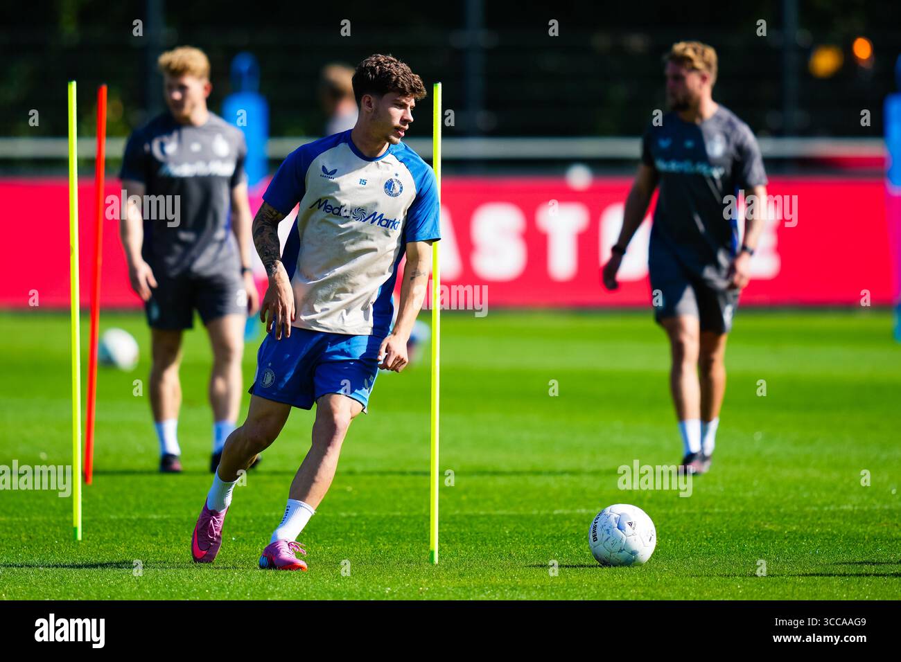 Rotterdam - Jordan Bos Player of Feyenoord Rotterdam during the training of Feyenoord  in preparation of the UEFA Champions League qualification duel against Fenerbahce SK at Trainingscomplex 1908 on 11 August 2025 in Rotterdam, The Netherlands. (VK Sportphoto/Danny de Groot) Stock Photo