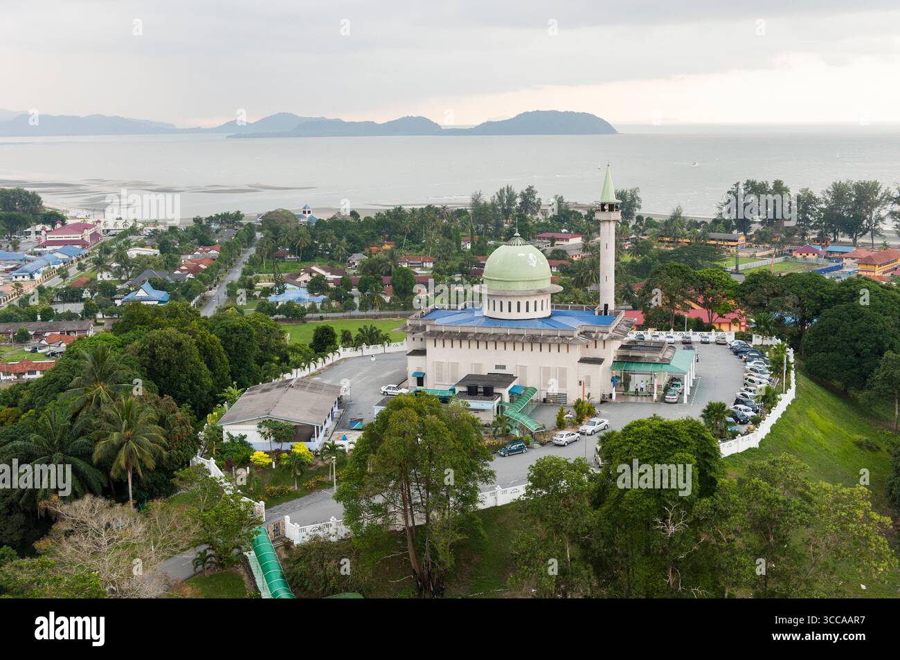 A mosque on top of a hill in Mersing in Johor, Malaysia. Stock Photo