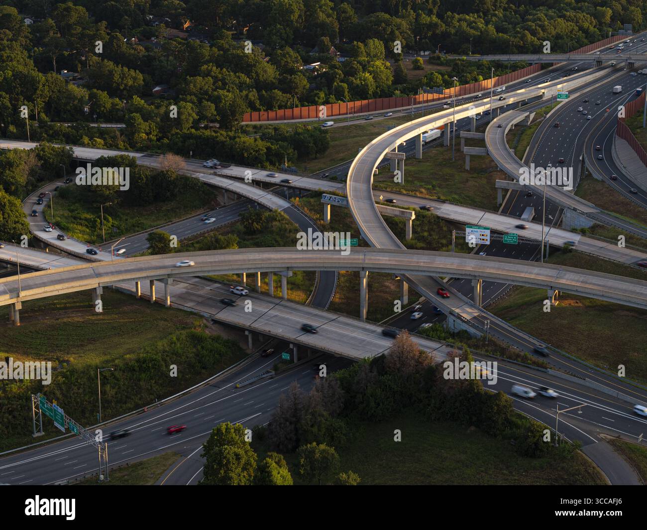 Infrastructure Ribbon Aerial view of the interchange's concrete ribbons weaving through the ...
