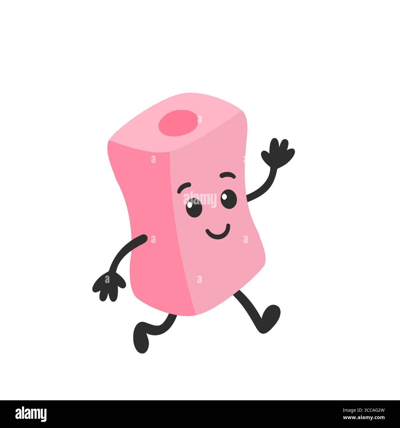Cute cartoon pencil sharpener character, flat vector illustration Stock Vector