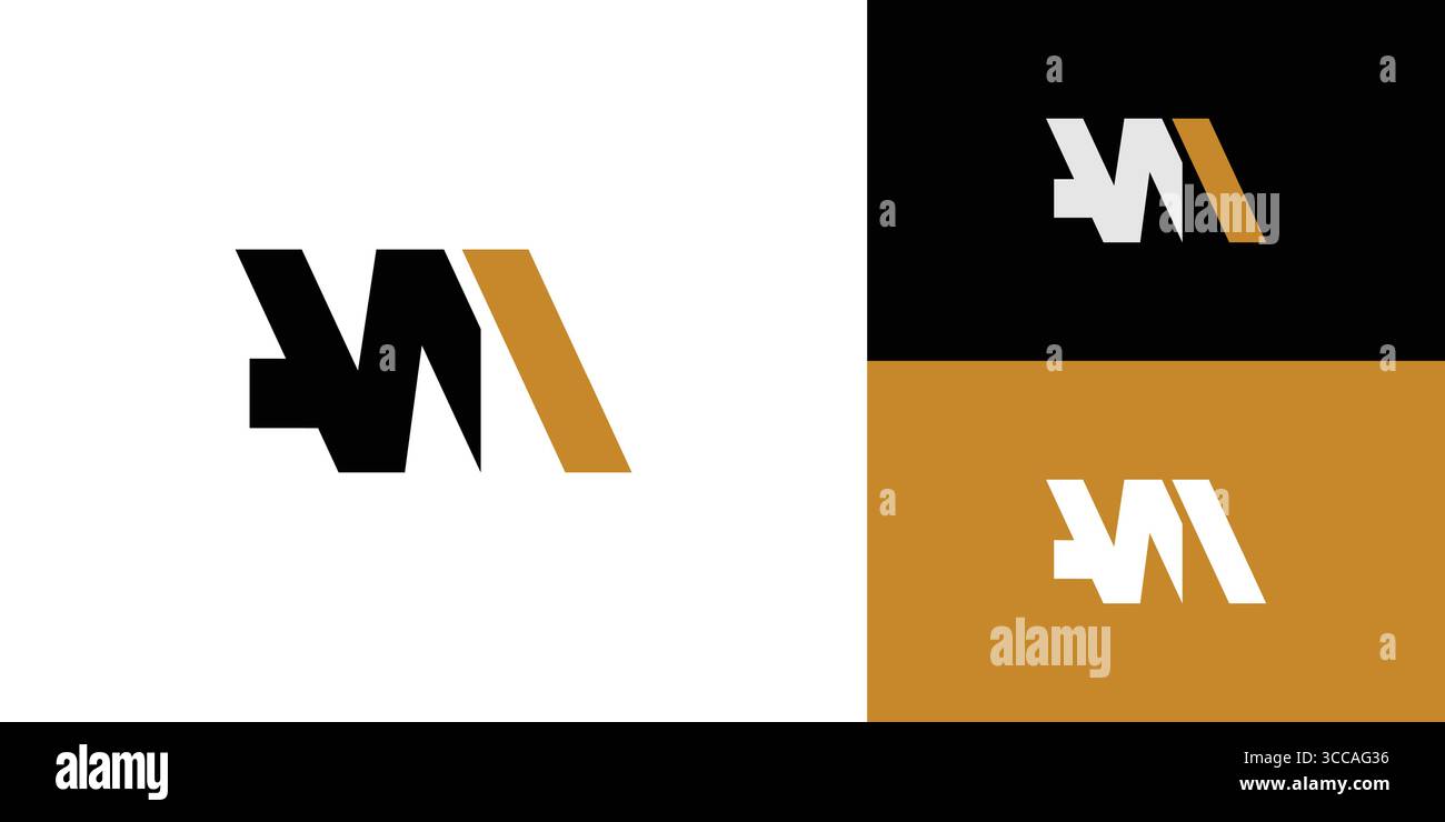 Unique and Bold letter AM initials logo design Stock Vector
