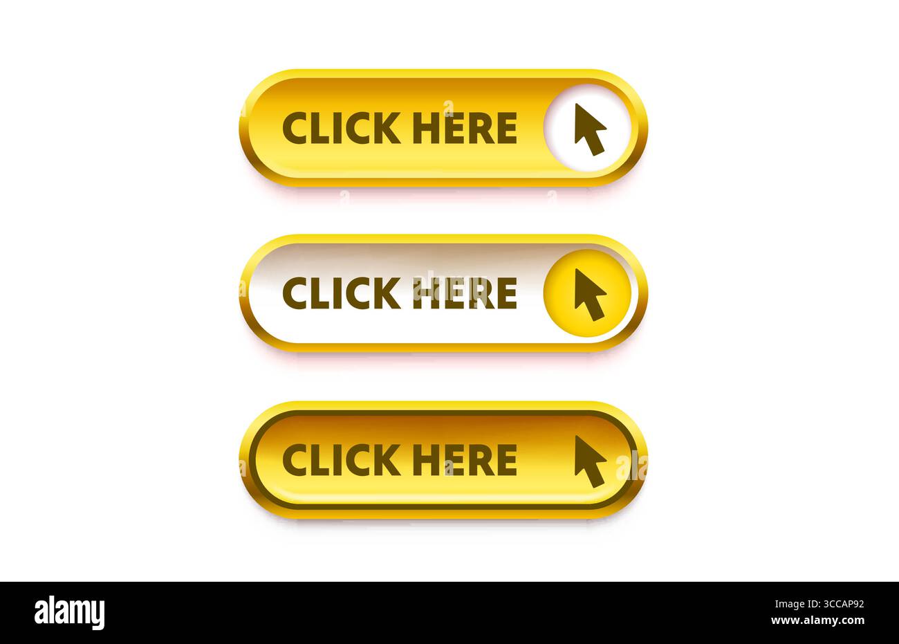 Click here button set, link mouse click. Vector  Stock Vector