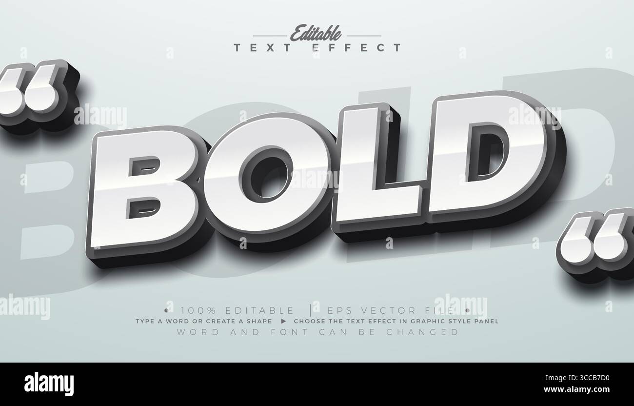 Bold 3d Black and White Text Effect Editable Illustrator Graphic Style ...