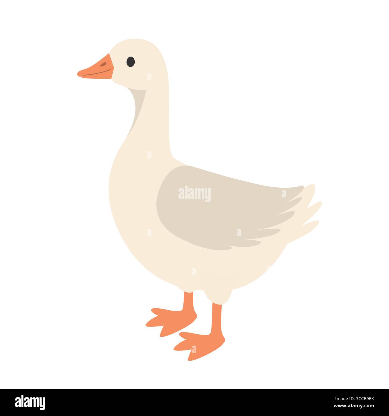 cute white goose or duck icon - vector illustration Stock Vector