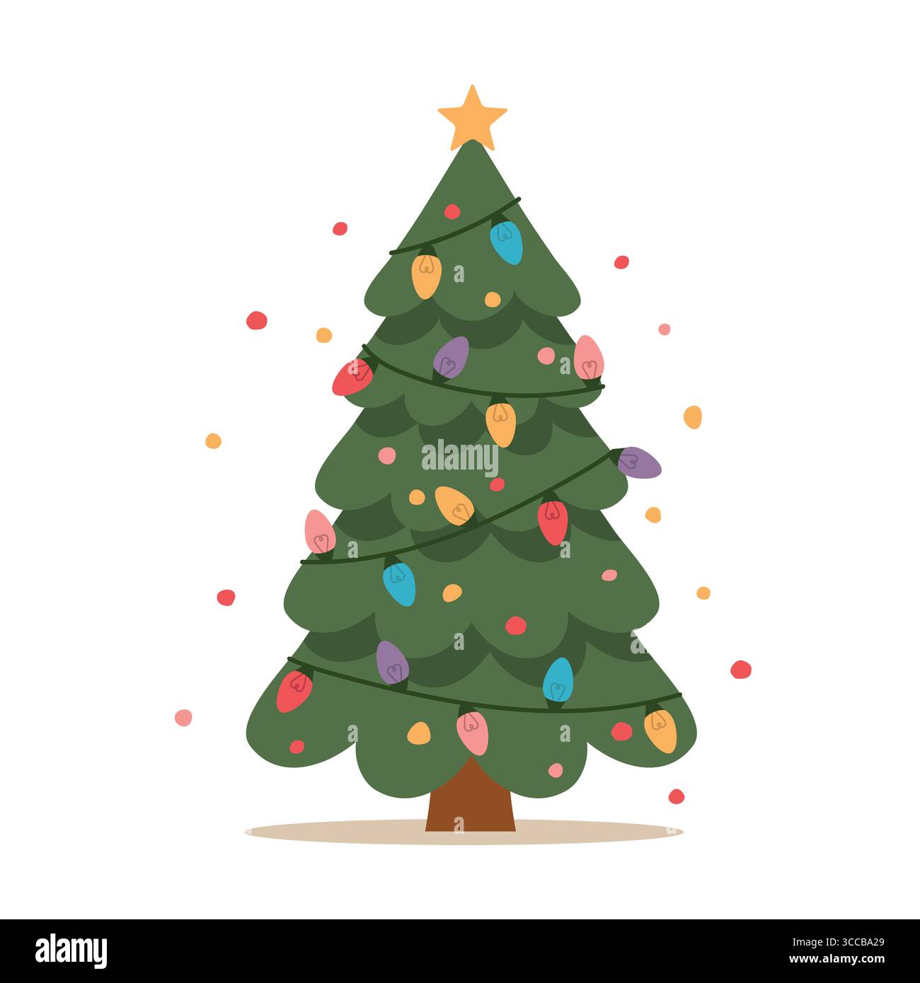christmas tree with lights and star- vector illustration Stock Vector ...