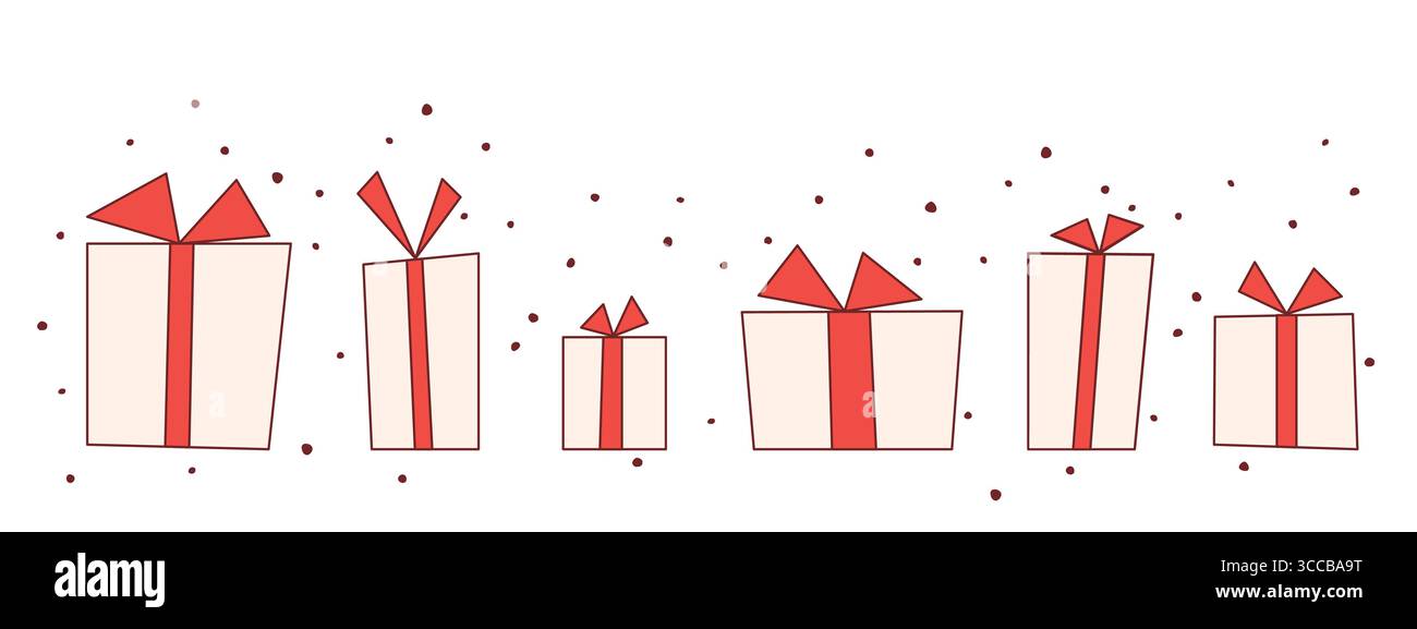banner with christmas present boxes set- vector illustration Stock Vector