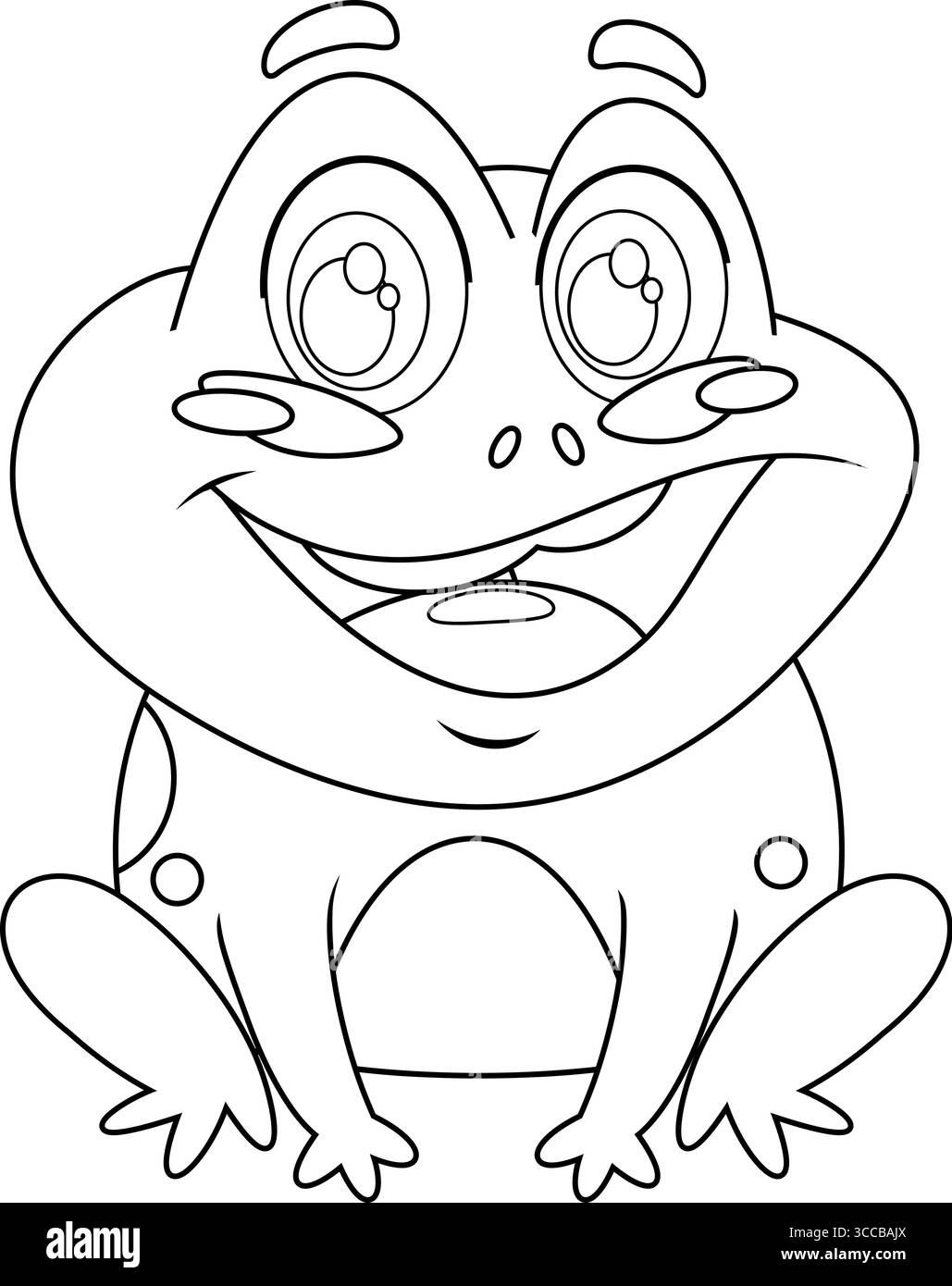 Outlined Cute Frog Animal Cartoon Character. Vector Hand Drawn ...