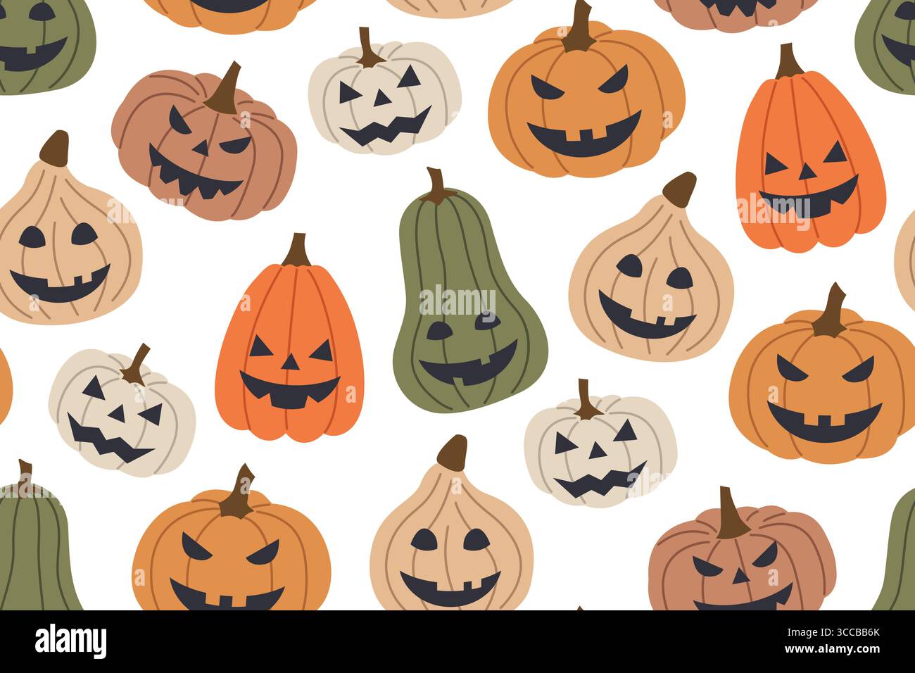 Halloween Jack o lantern pumpkins seamless pattern- vector illustration Stock Vector