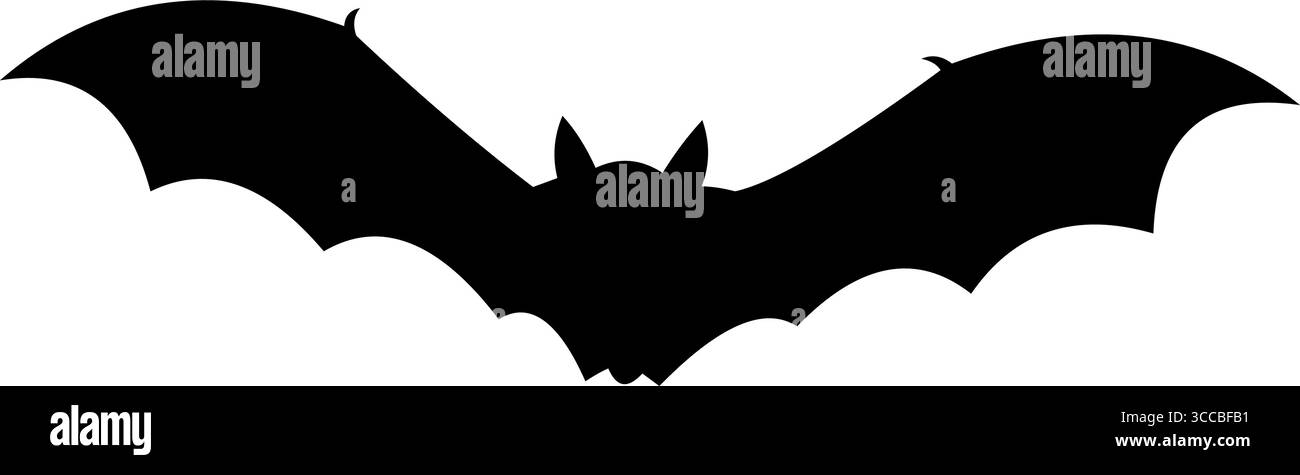 Halloween Black Bat Silhouette Flying. Vector Hand Drawn Illustration ...