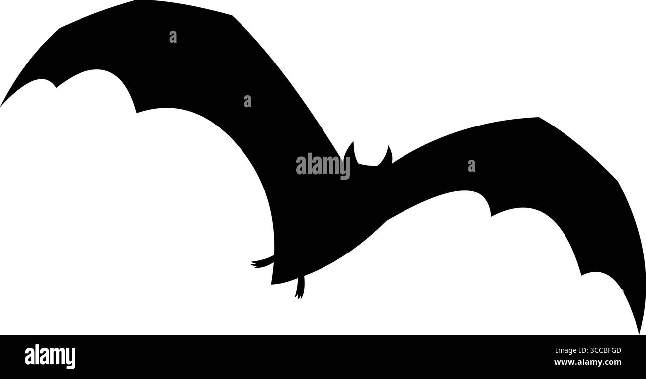 Halloween Black Bat Silhouette Flying. Vector Hand Drawn Illustration ...