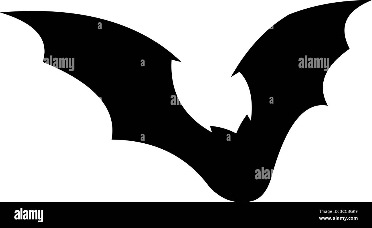 Halloween Black Bat Silhouette Flying. Vector Hand Drawn Illustration ...