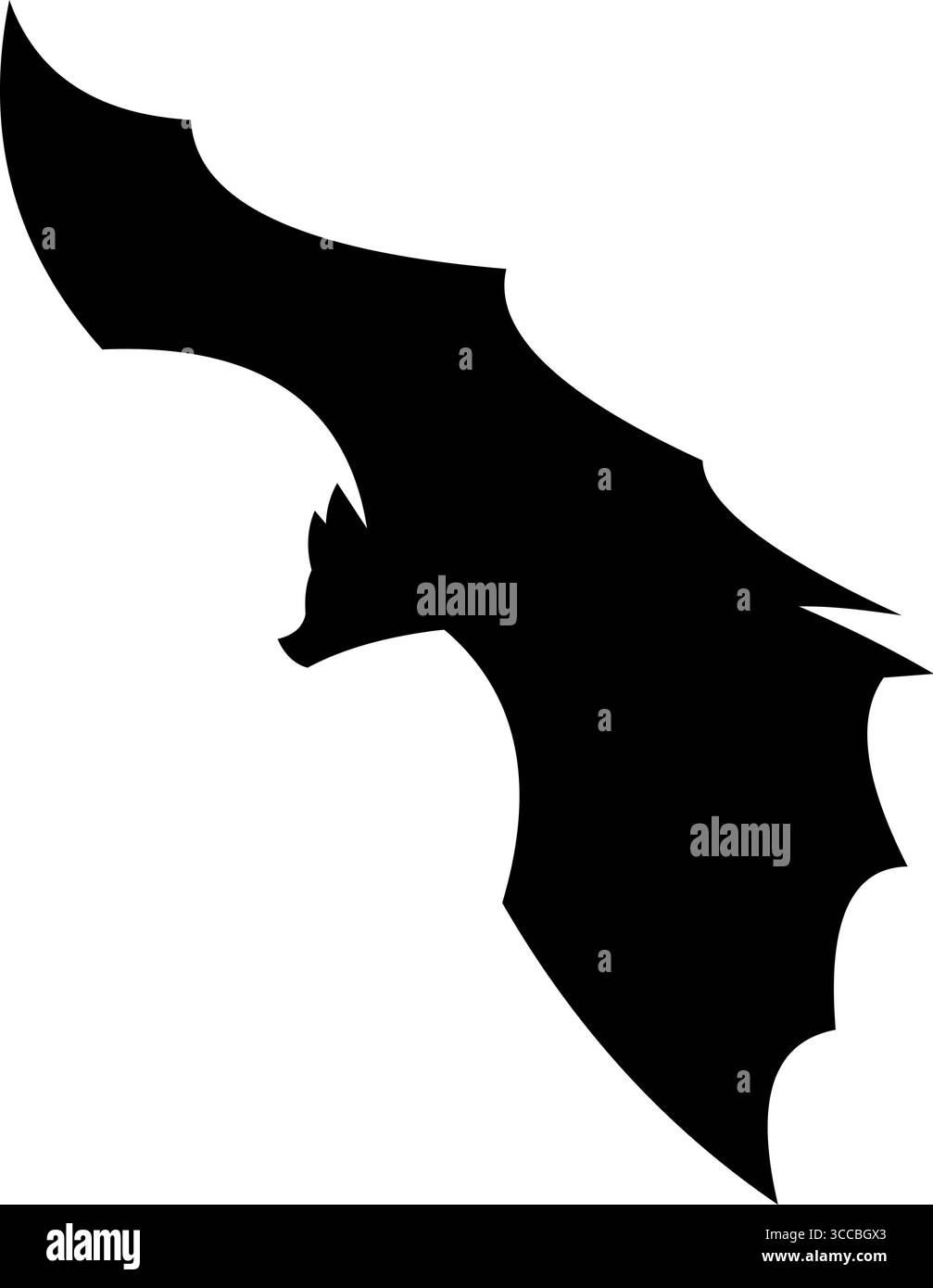 Halloween Black Bat Silhouette Flying. Vector Hand Drawn Illustration ...