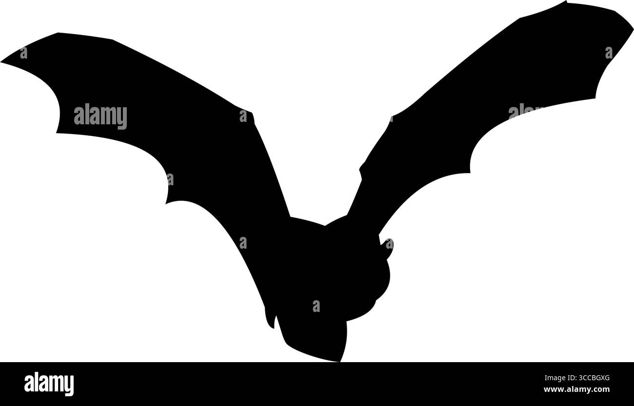 Halloween Black Bat Silhouette Flying. Vector Hand Drawn Illustration ...