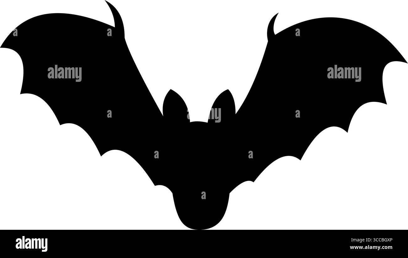Halloween Black Bat Silhouette Flying. Vector Hand Drawn Illustration ...