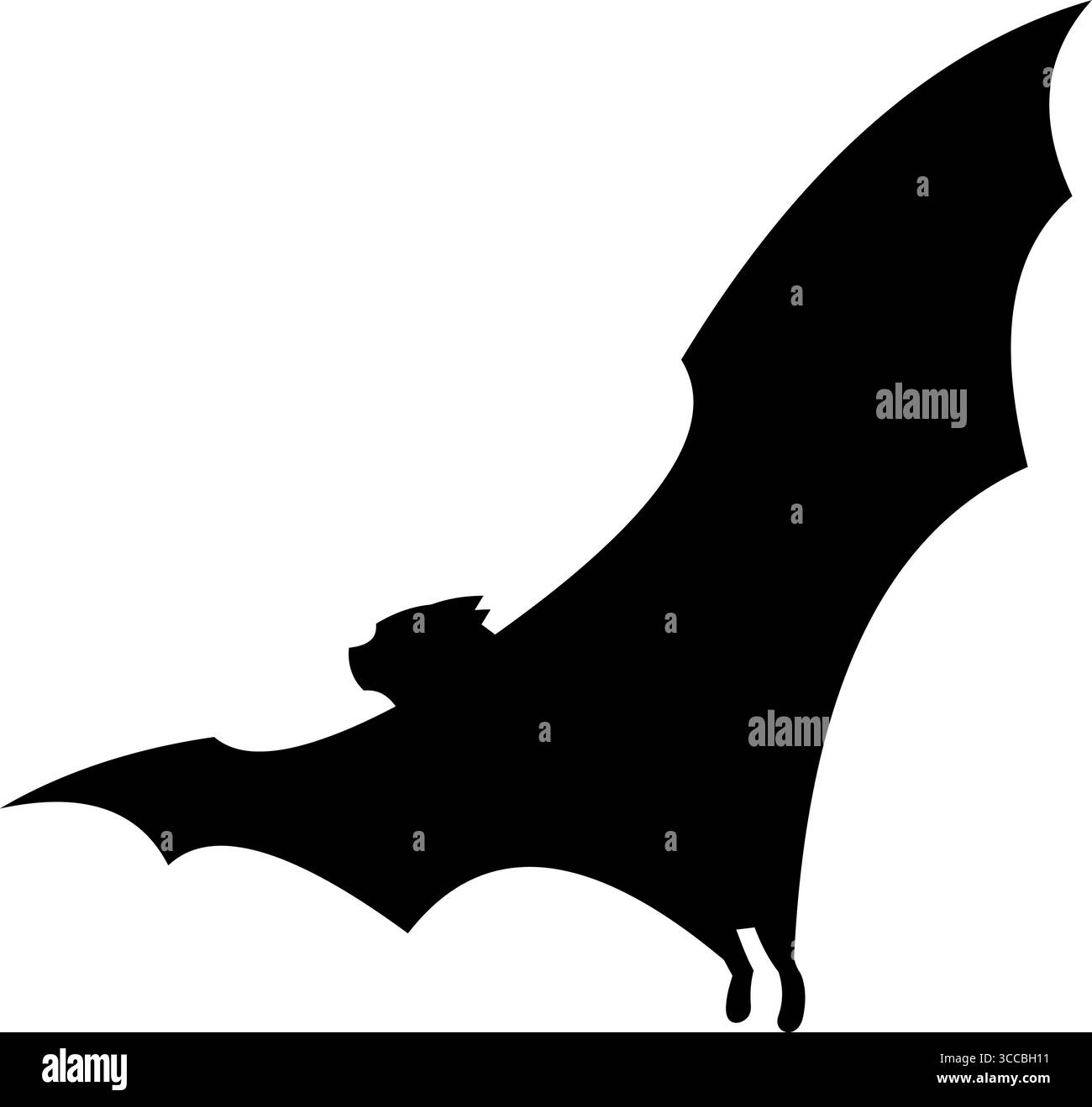 Halloween Black Bat Silhouette Flying. Vector Hand Drawn Illustration ...