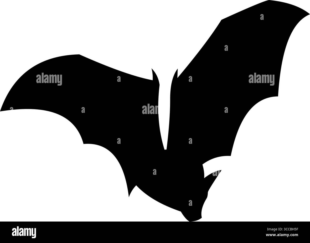 Halloween Black Bat Silhouette Flying. Vector Hand Drawn Illustration ...
