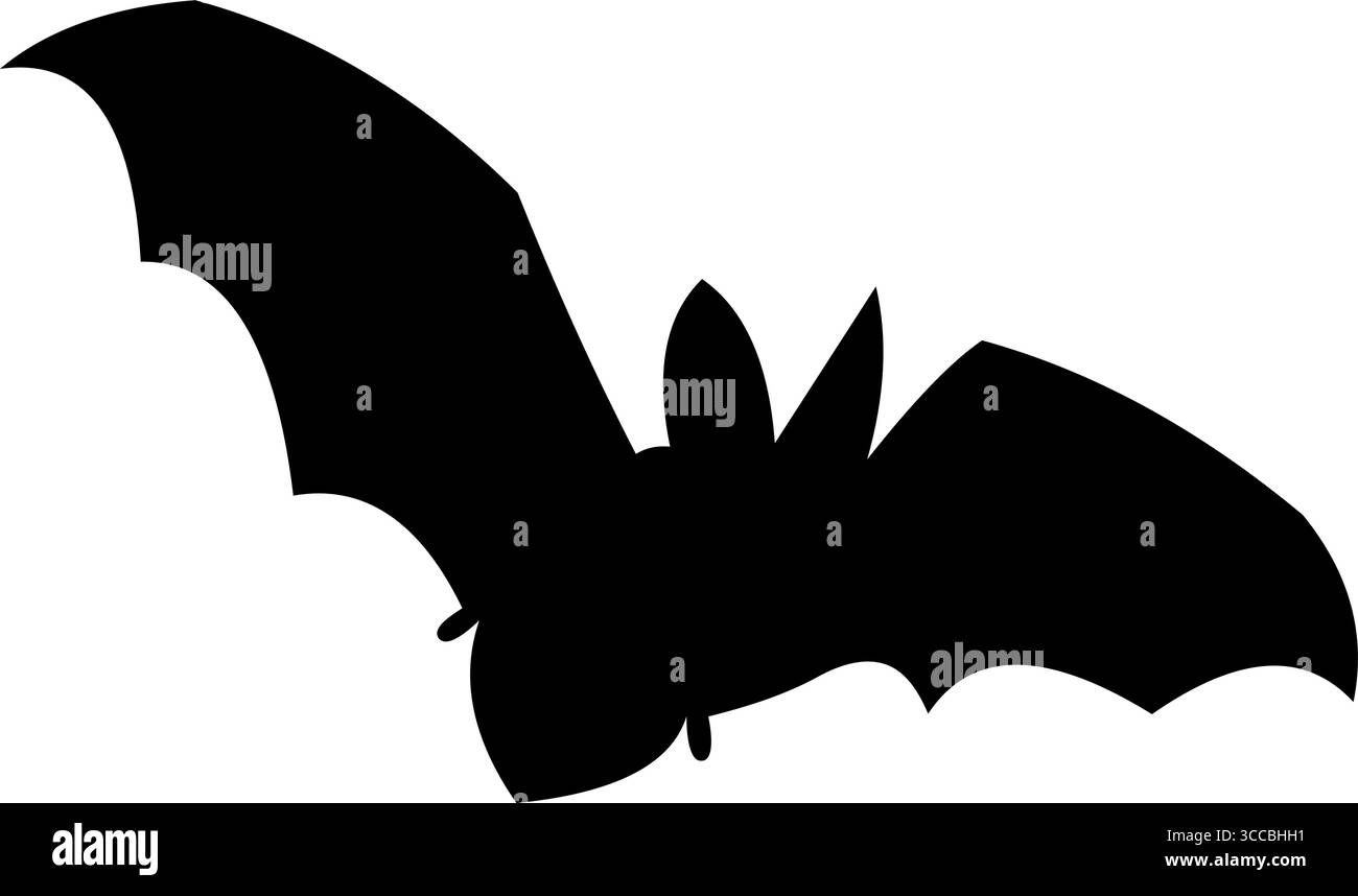 Halloween Black Bat Silhouette Flying. Vector Hand Drawn Illustration ...