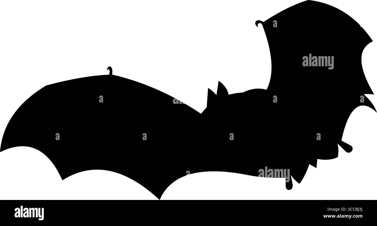 Halloween Black Bat Silhouette Flying. Vector Hand Drawn Illustration ...