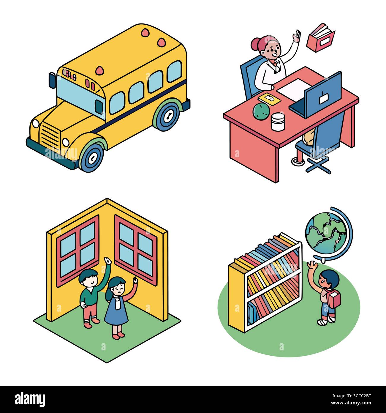 Colorful Education Illustration Featuring School Activities and ...