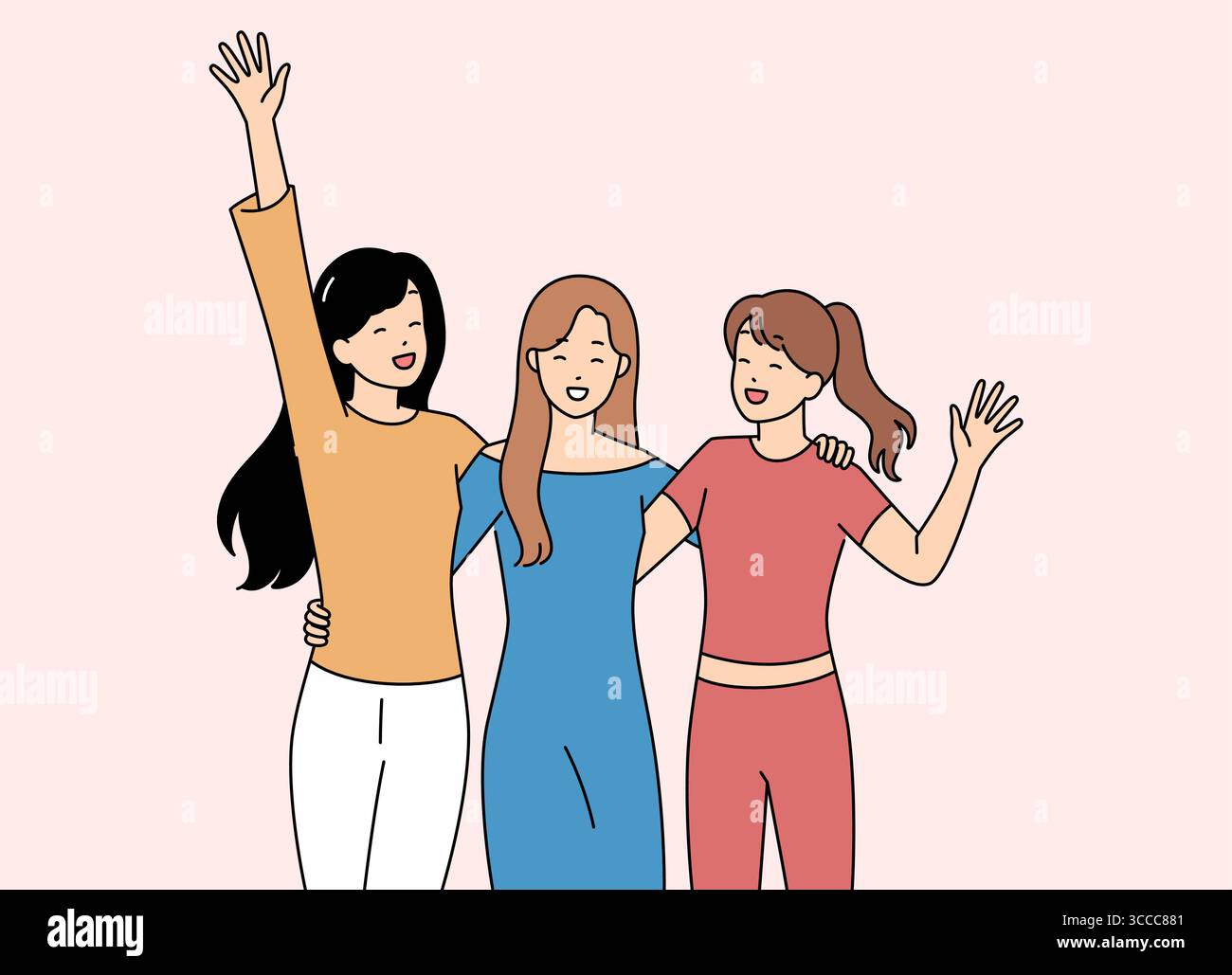 Young joyful friends trendy Stock Vector Images - Alamy