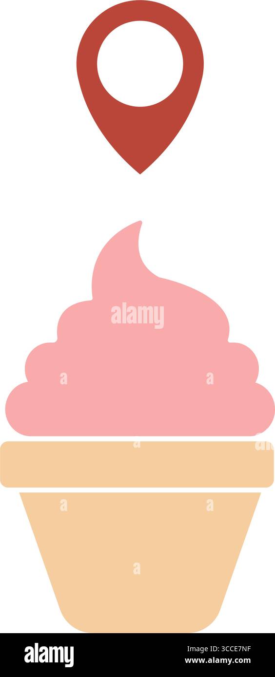 Strawberry ice cream pin. Vector Stock Vector
