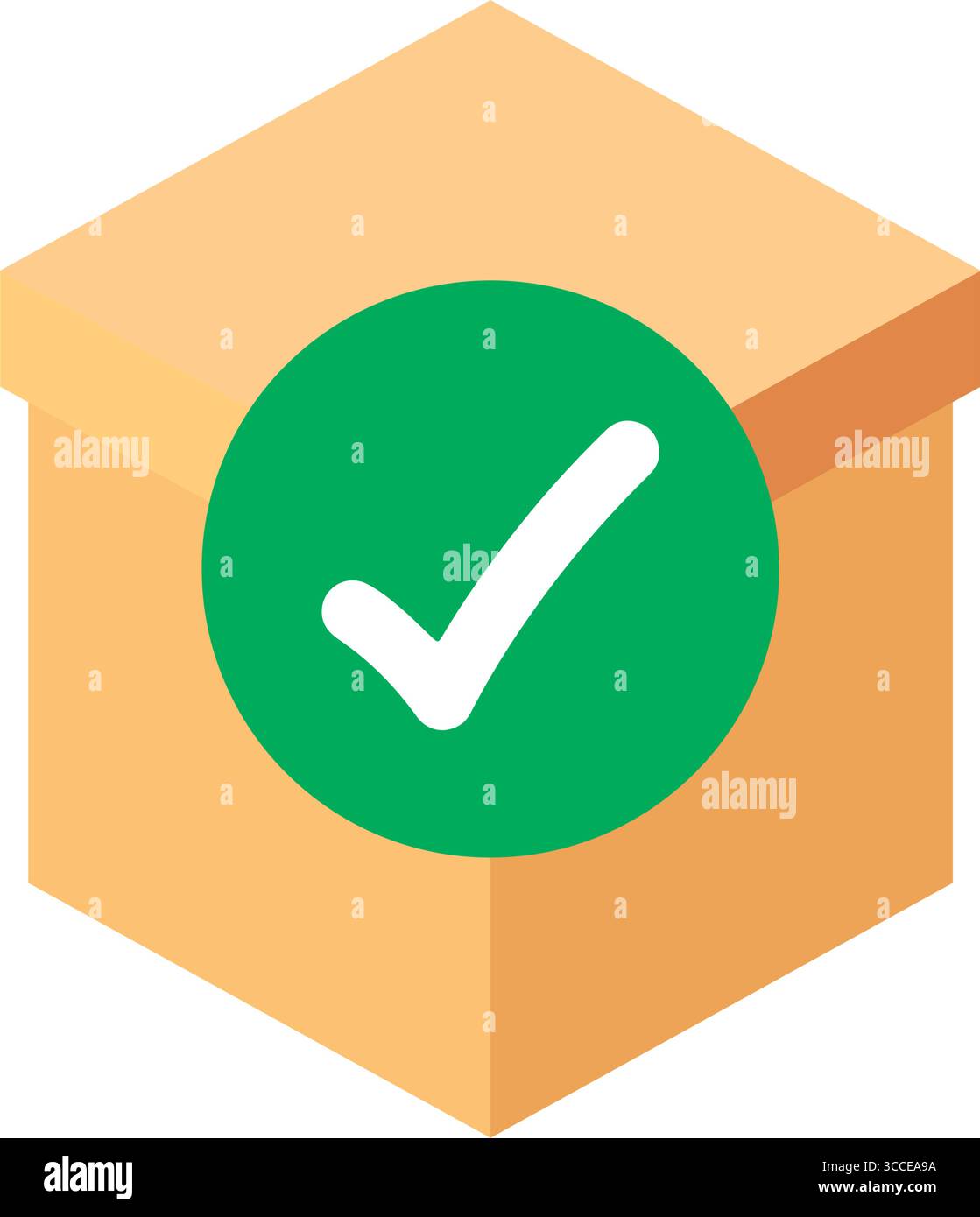 Package with checkmark icon. Vector Stock Vector