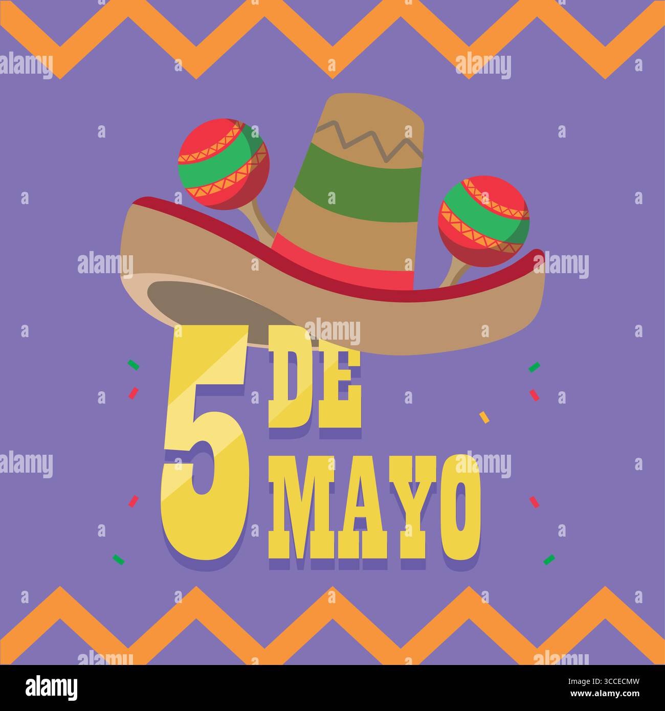 Cinco de Mayo sombrero maracas. Vector Stock Vector