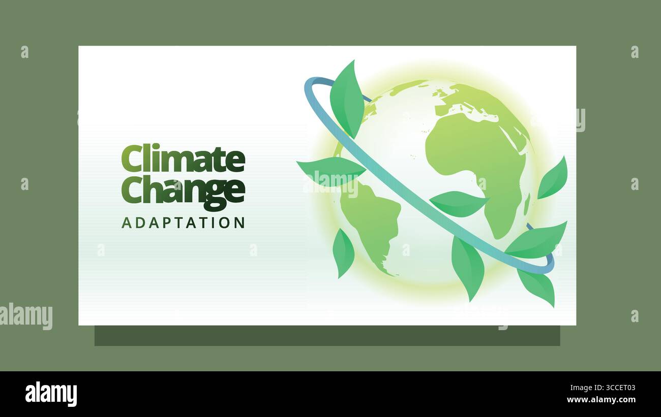 climate change adaptation concept. earth globe with abstract leafs ...