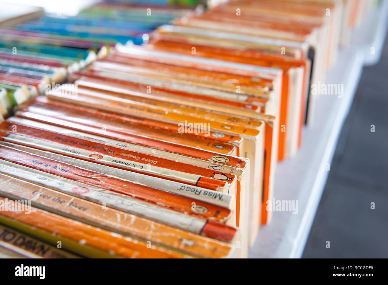 Row of old Penguin books Stock Photo