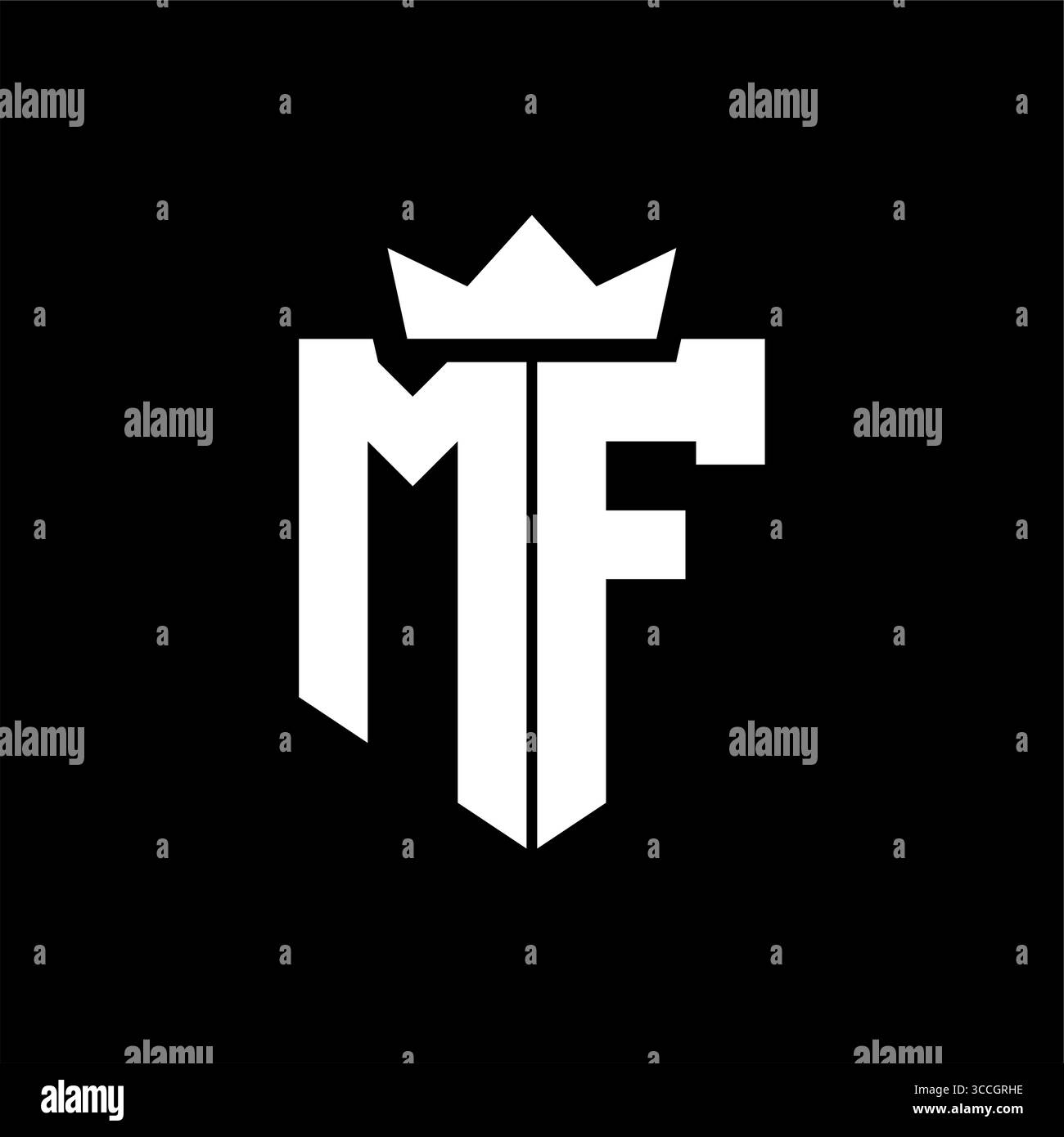 MF Logo vector image of a shield with a sharp geometric style with a ...