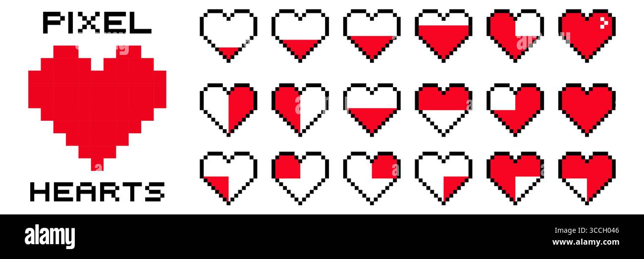 Pixel heart icon set with different hearts Stock Vector Image & Art - Alamy
