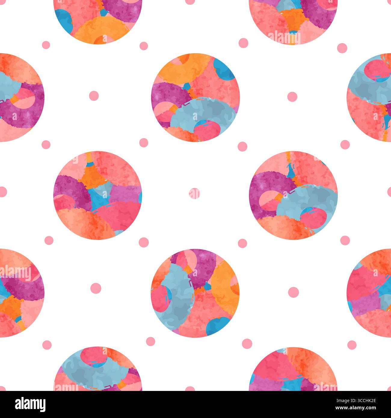 Colorful watercolor circles seamless pattern. Vector abstract background Stock Vector