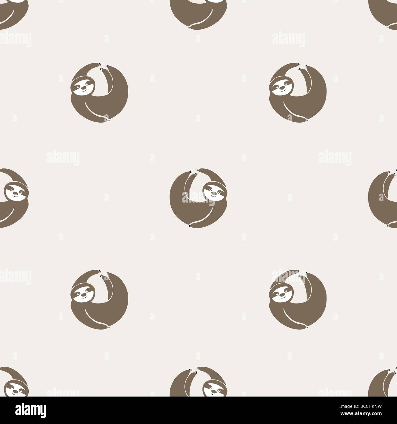 Polka dot print with cute sloth. Seamless vector pattern Stock Vector