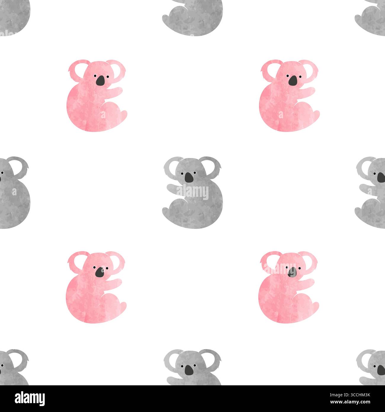 Seamless pattern with cute watercolor koala bears. Vector illustration Stock Vector