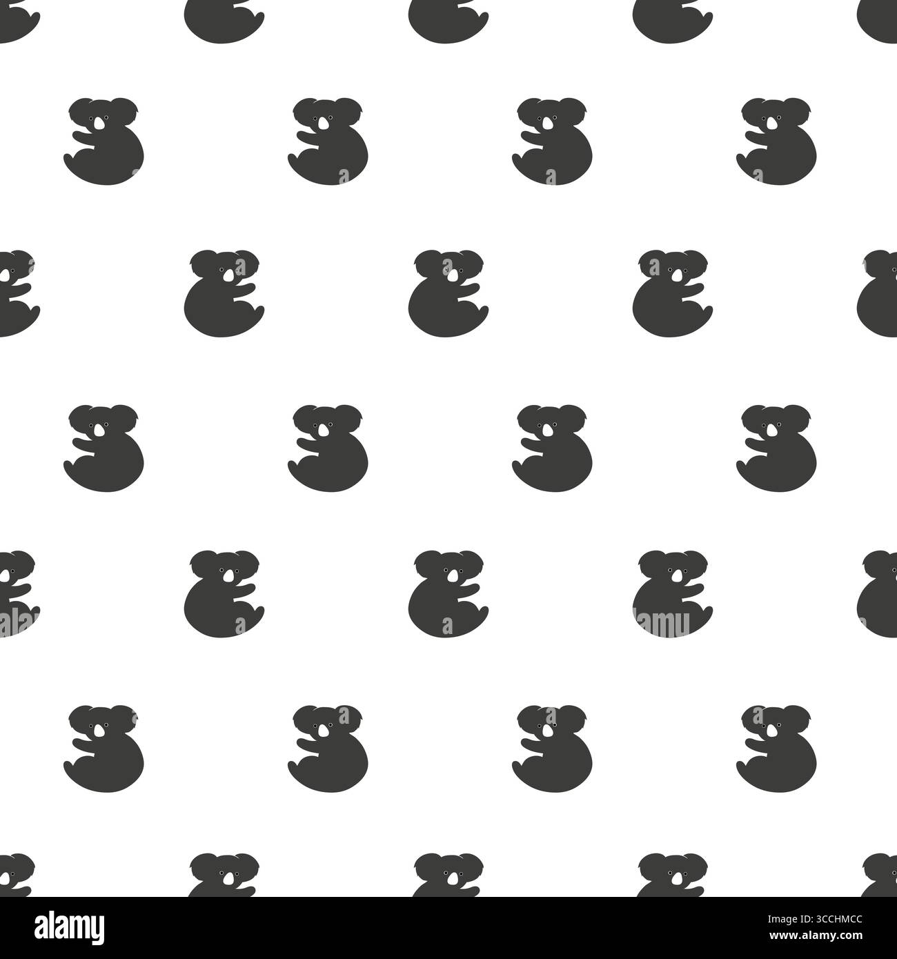 Polka dot print with cute koala bears. Seamless vector black and white pattern Stock Vector