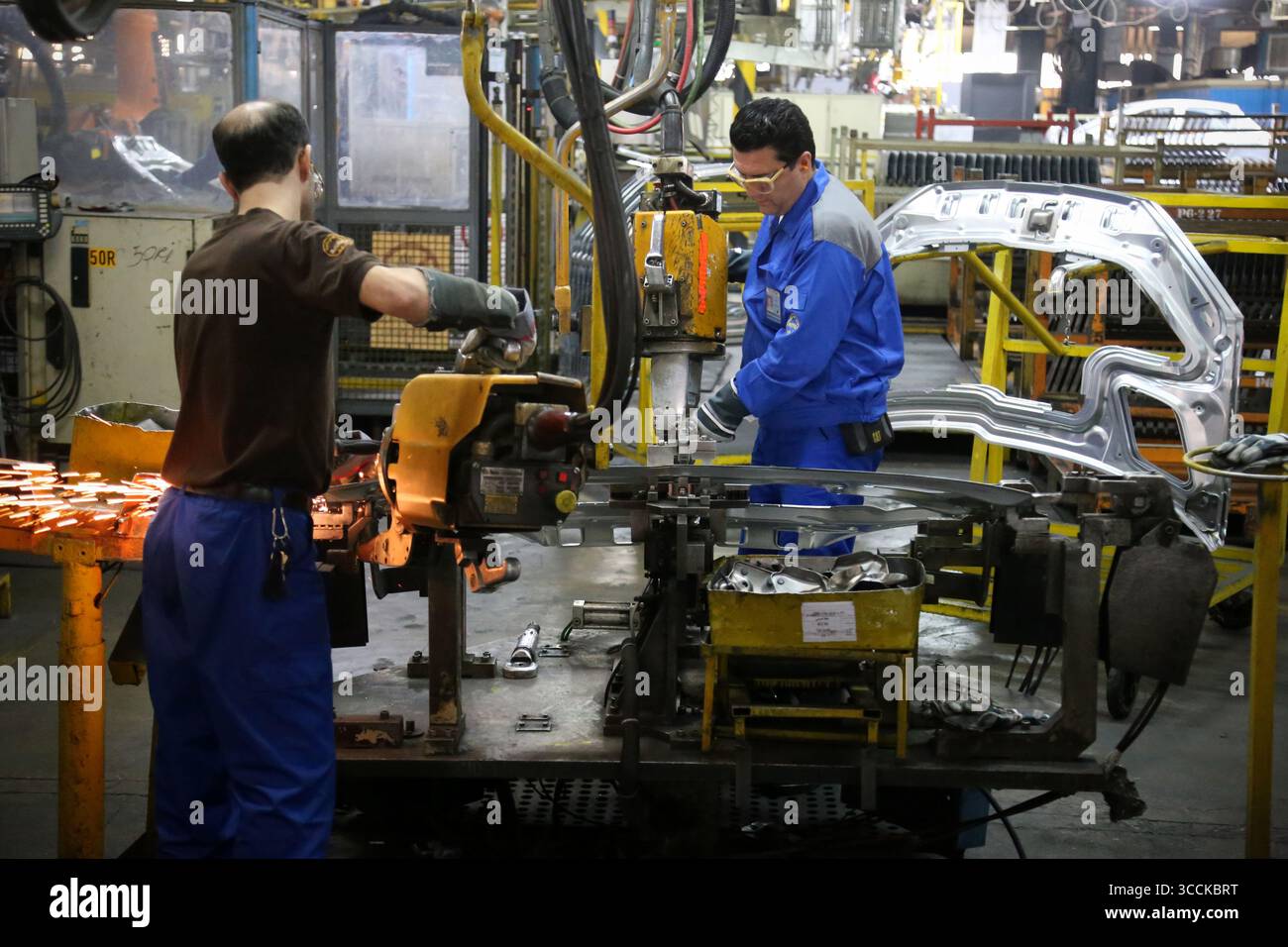 January 10, 2023, Tehran, Tehran, Iran Iranian workers weld parts of a