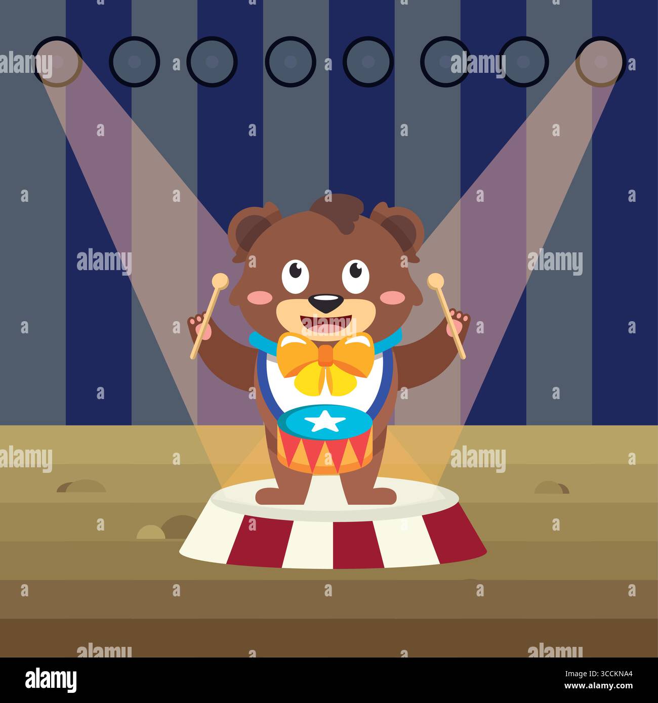 Circus bear with drum. Vector Stock Vector