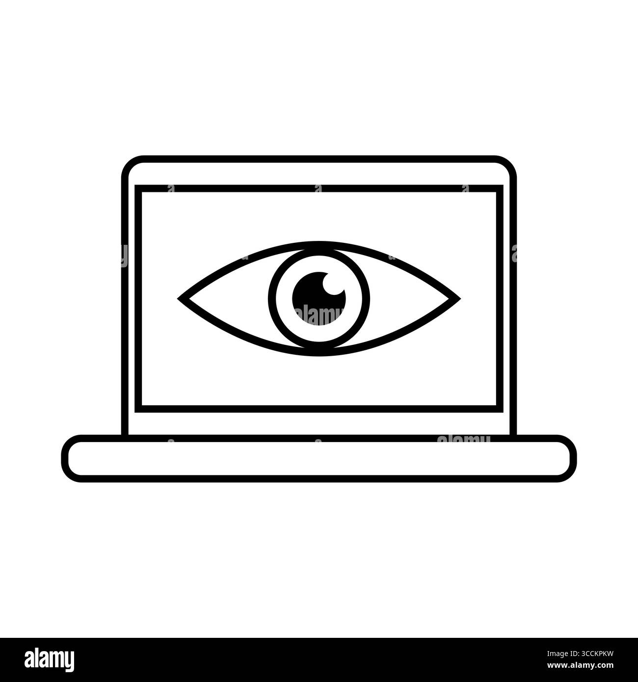 Laptop privacy concept. Surveillance eye symbol. Monitoring technology ...